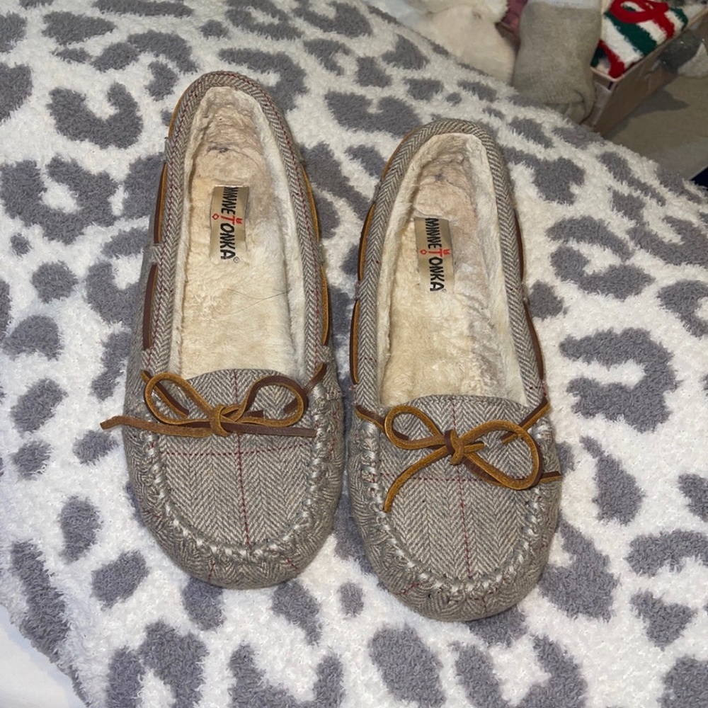 Plaid Minnetonka moccasins